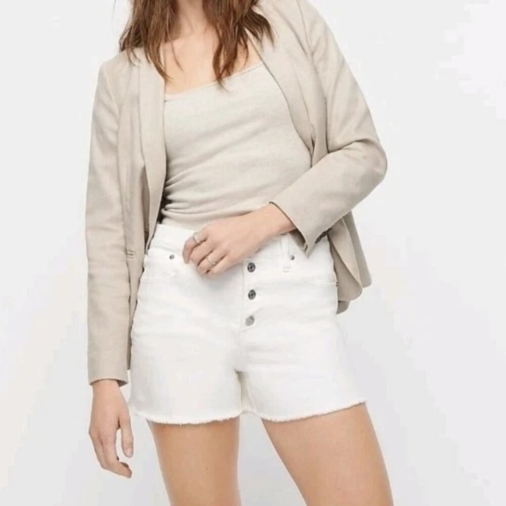 J Crew High Rise Shorts White Woman Size 31 Raw Hem